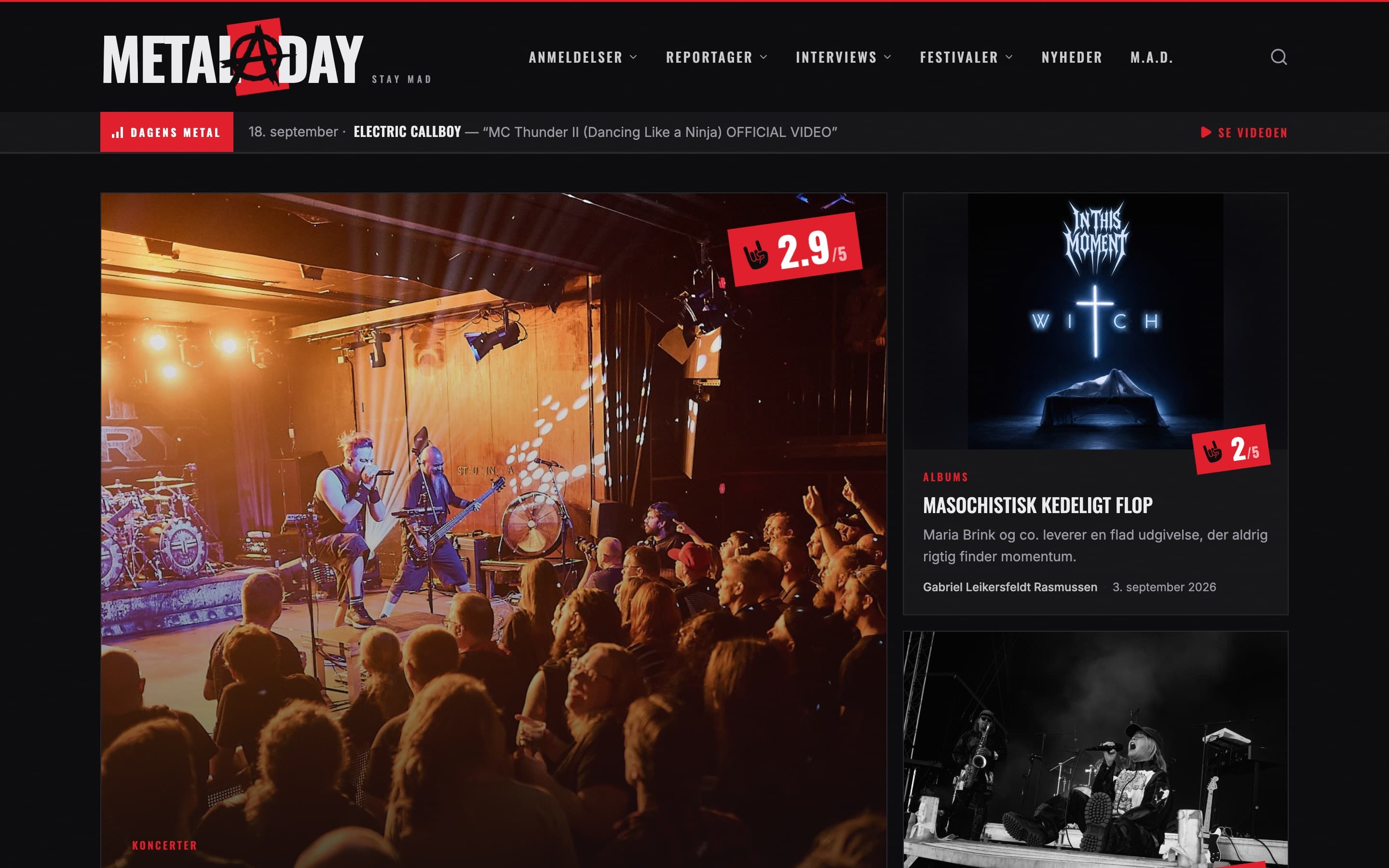 Forsiden på metaladay.dk